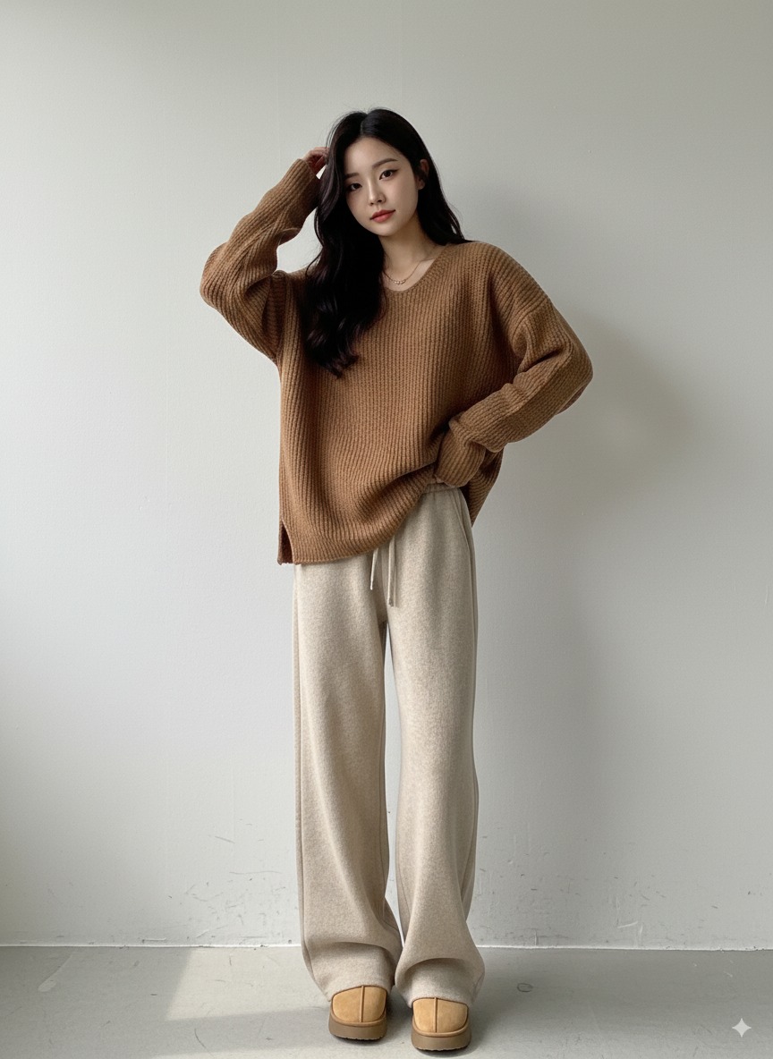 일자핏 양모 팬츠