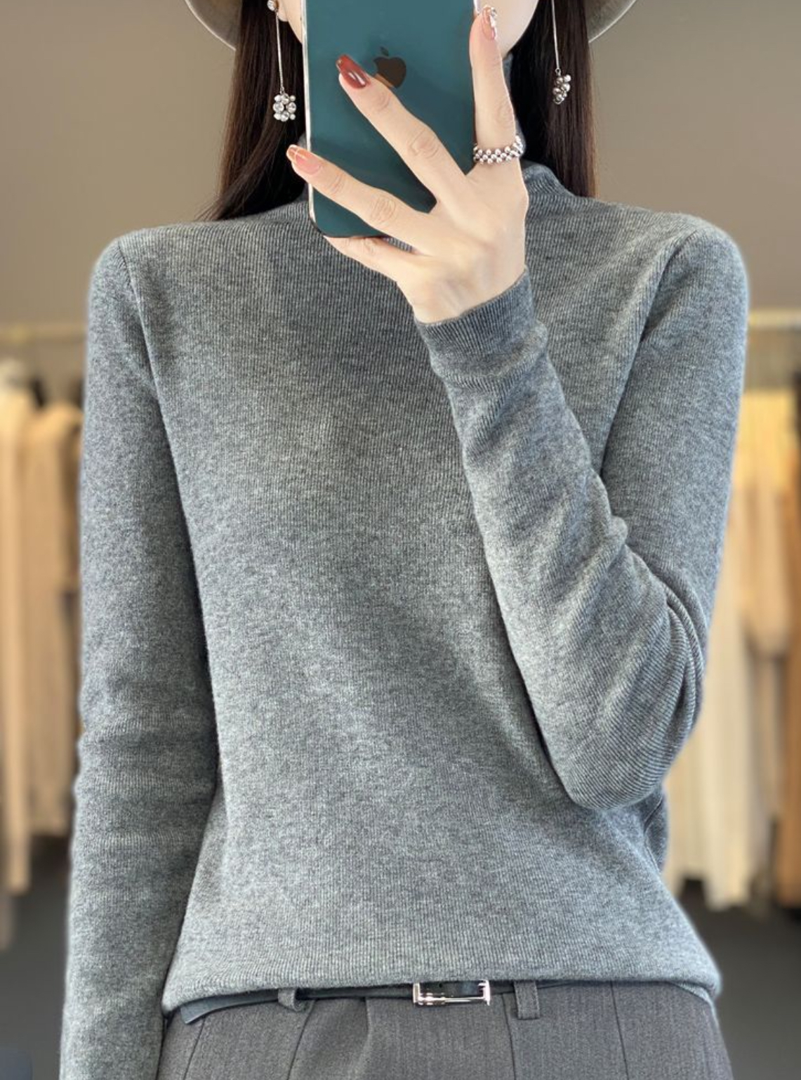 울 100% 시그니처 터틀넥