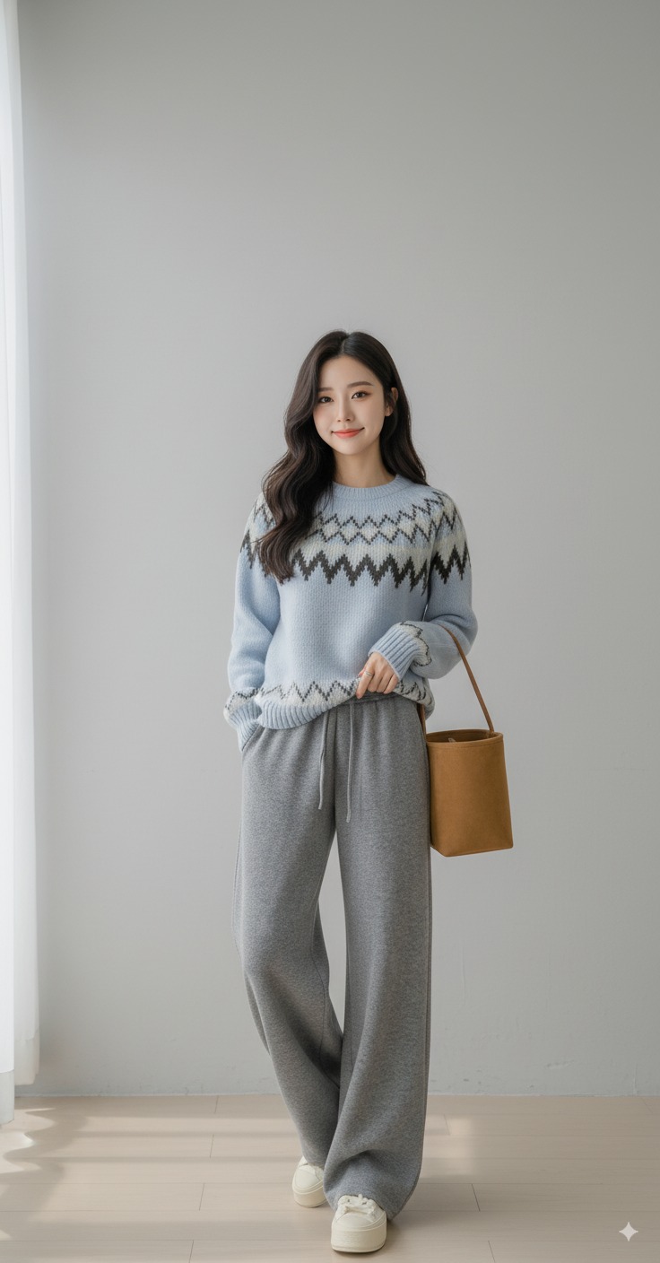 일자핏 양모 팬츠