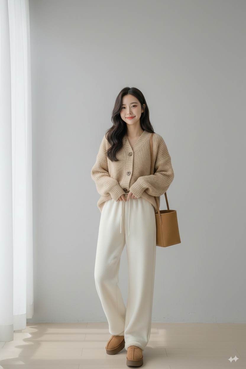 일자핏 양모 팬츠